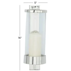 Sconces-Kirkland's Home Silver Assymetrical Modern Sconce