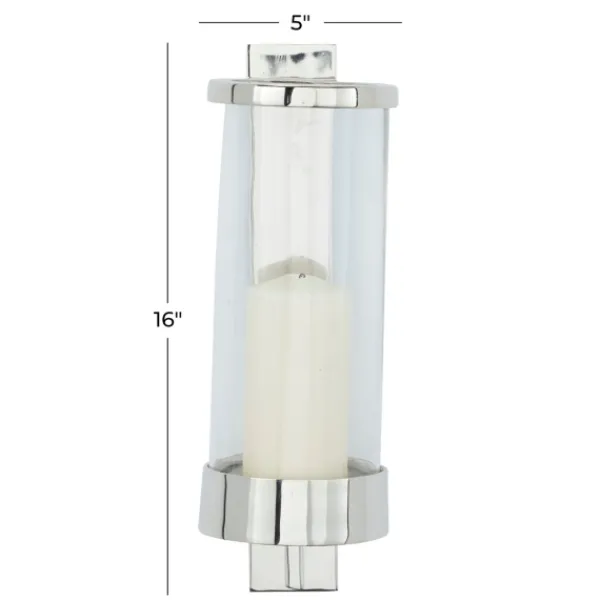 Sconces-Kirkland's Home Silver Assymetrical Modern Sconce