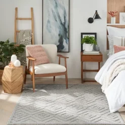 Outdoor Rugs-Kirkland's Home Silver Diamond Outdoor Area Rug, 6X9 Gray