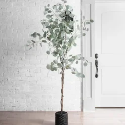 Trees & Topiaries-Kirkland's Home Silver Dollar Eucalyptus Tree In Brown Planter