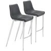 Bar Stools & Counter Height Stools-Kirkland's Home Silver Faux Leather Bar Stools, Set Of 2 Black