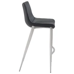 Bar Stools & Counter Height Stools-Kirkland's Home Silver Faux Leather Bar Stools, Set Of 2 Black