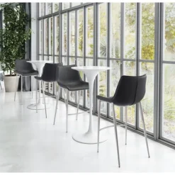 Bar Stools & Counter Height Stools-Kirkland's Home Silver Faux Leather Bar Stools, Set Of 2 Black
