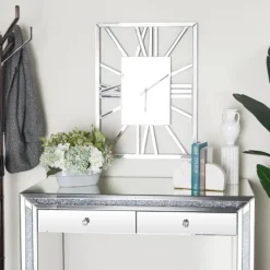 Clocks-Kirkland's Home Silver Glass Frame Wall Clock
