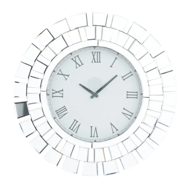 Clocks-Kirkland's Home Silver Glass Mirror Abstract Wall Clock