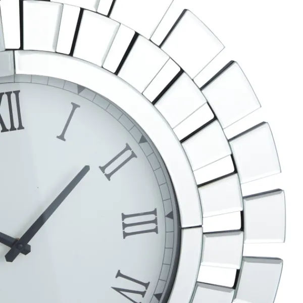 Clocks-Kirkland's Home Silver Glass Mirror Abstract Wall Clock