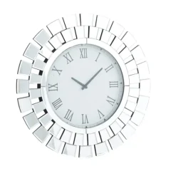 Clocks-Kirkland's Home Silver Glass Mirror Abstract Wall Clock