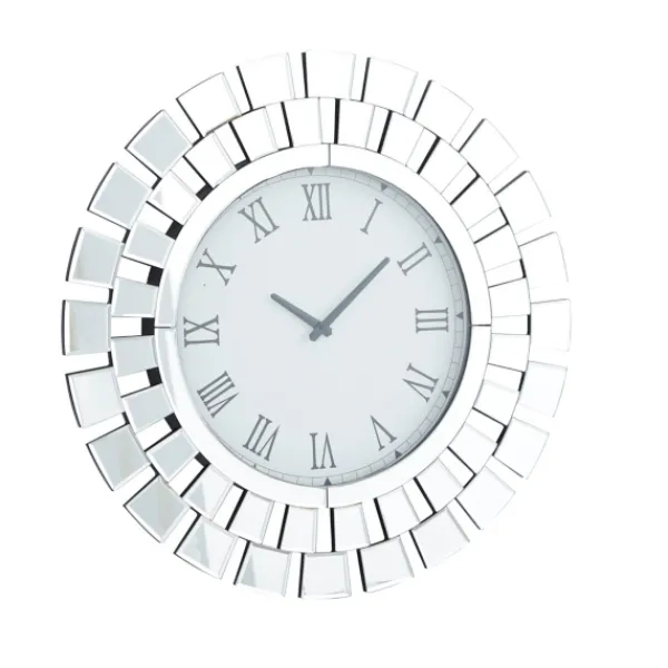 Clocks-Kirkland's Home Silver Glass Mirror Abstract Wall Clock
