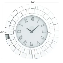 Clocks-Kirkland's Home Silver Glass Mirror Abstract Wall Clock