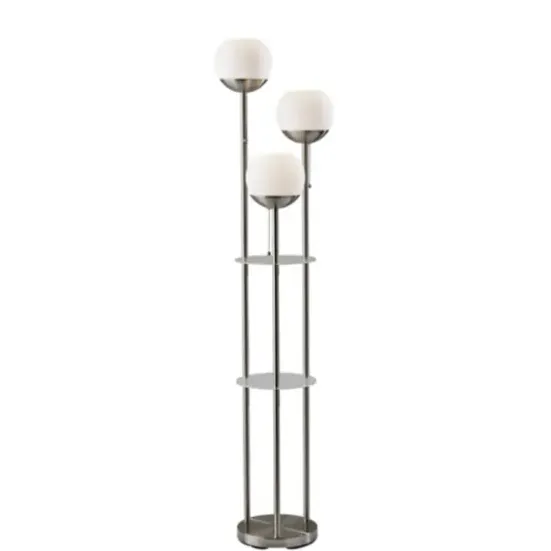 Floor Lamps-Kirkland's Home Silver Globe 3-Light Shelf Floor Lamp Silver/White