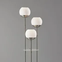 Floor Lamps-Kirkland's Home Silver Globe 3-Light Shelf Floor Lamp Silver/White