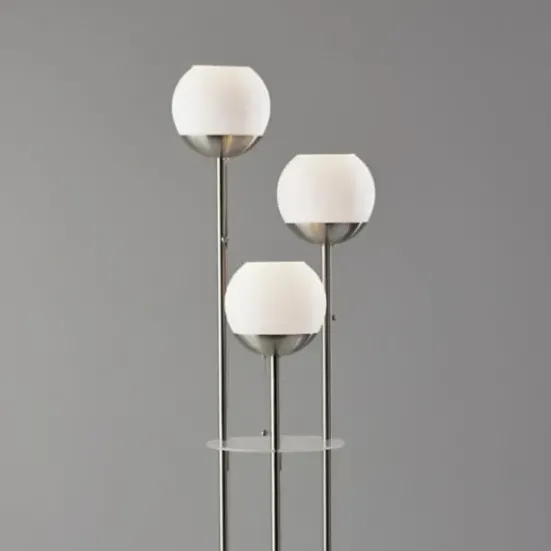 Floor Lamps-Kirkland's Home Silver Globe 3-Light Shelf Floor Lamp Silver/White