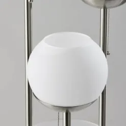 Floor Lamps-Kirkland's Home Silver Globe 3-Light Shelf Floor Lamp Silver/White