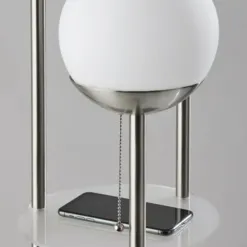 Floor Lamps-Kirkland's Home Silver Globe 3-Light Shelf Floor Lamp Silver/White