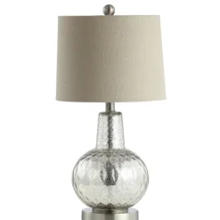 Table Lamps-Kirkland's Home Silver Hammered Mercury Glass Table Lamp White
