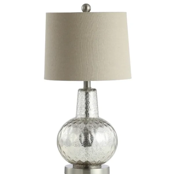 Table Lamps-Kirkland's Home Silver Hammered Mercury Glass Table Lamp White