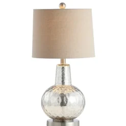 Table Lamps-Kirkland's Home Silver Hammered Mercury Glass Table Lamp White