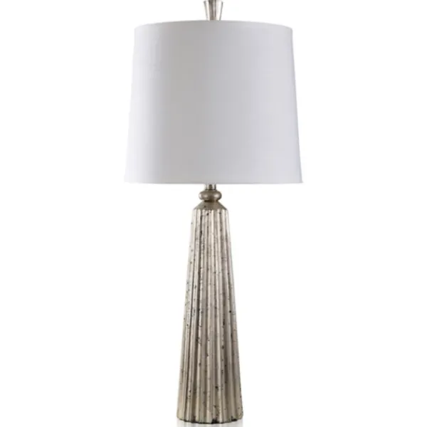 Table Lamps-Kirkland's Home Silver Leaf Slender Table Lamp White