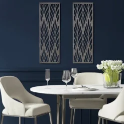 Wall Plaques-Kirkland's Home Silver Madison Park Florian Wall Plaques, Set Of 2 Gray