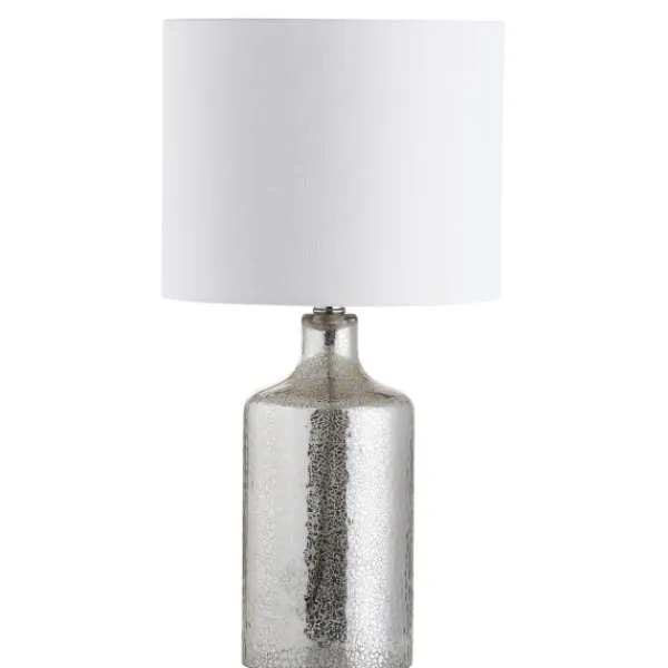 Table Lamps-Kirkland's Home Silver Mercury Glass Cylinder Table Lamp White