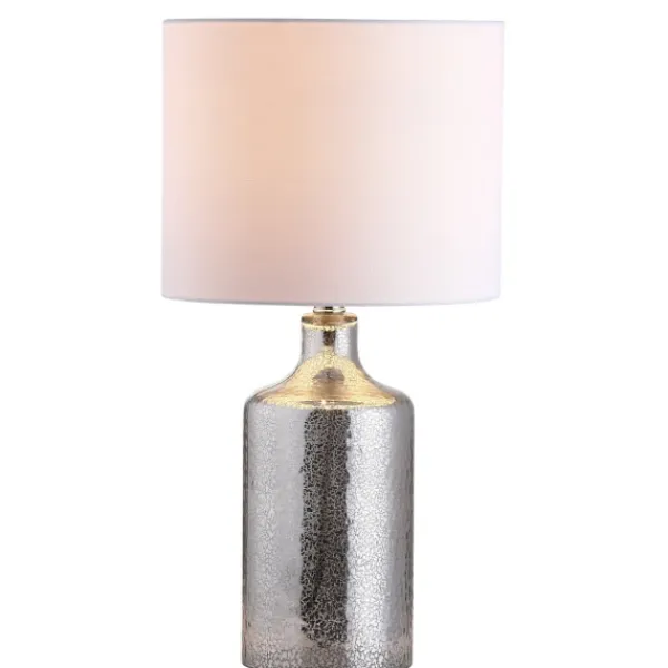Table Lamps-Kirkland's Home Silver Mercury Glass Cylinder Table Lamp White