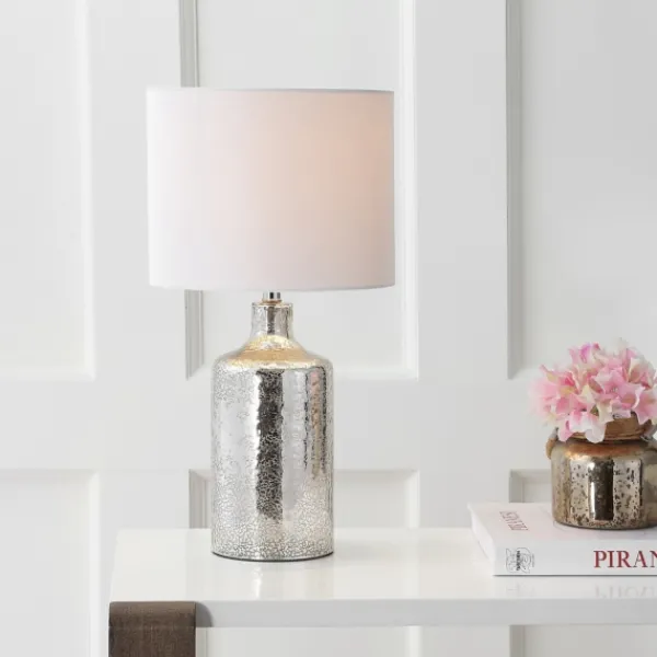 Table Lamps-Kirkland's Home Silver Mercury Glass Cylinder Table Lamp White