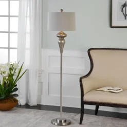 Floor Lamps-Kirkland's Home Silver Mercury Glass Floor Lamp, Set Of 2 Gray