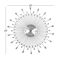 Clocks-Kirkland's Home Silver Metal Sunburst Droplet Frame Clock