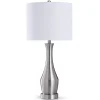 Table Lamps-Kirkland's Home Silver Metal Taper Table Lamp White
