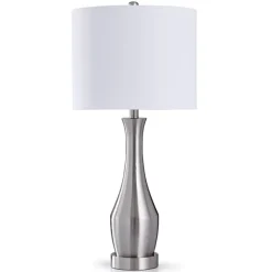 Table Lamps-Kirkland's Home Silver Metal Taper Table Lamp White