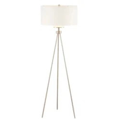 Floor Lamps-Kirkland's Home Silver Metal Tripod Floor Lamp White