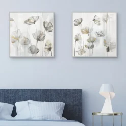 Canvas Art-Kirkland's Home Silver Poppies 2-Pc. Canvas Art Print Set White/Silver/Gold