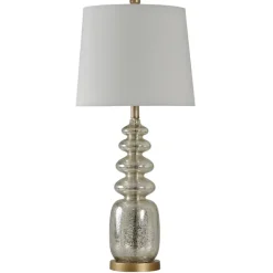 Table Lamps-Kirkland's Home Silver Rounded Mercury Glass Table Lamp White