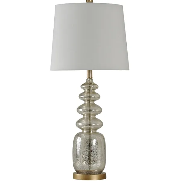 Table Lamps-Kirkland's Home Silver Rounded Mercury Glass Table Lamp White