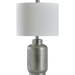 Table Lamps-Kirkland's Home Silver Selena Hammered Table Lamp White