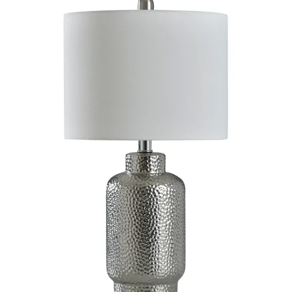Table Lamps-Kirkland's Home Silver Selena Hammered Table Lamp White