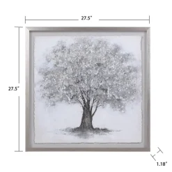 Framed Art-Kirkland's Home Silver Tree Rice Paper Framed Art Print Silver/White