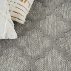 Outdoor Rugs-Kirkland's Home Silver Trellis Indoor/Outdoor Area Rug, 6X9 Gray