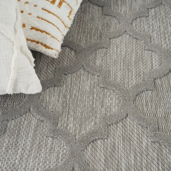 Outdoor Rugs-Kirkland's Home Silver Trellis Indoor/Outdoor Area Rug, 6X9 Gray