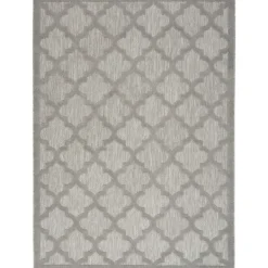 Outdoor Rugs-Kirkland's Home Silver Trellis Indoor/Outdoor Area Rug, 5X7 Gray