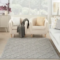 Outdoor Rugs-Kirkland's Home Silver Trellis Indoor/Outdoor Area Rug, 5X7 Gray