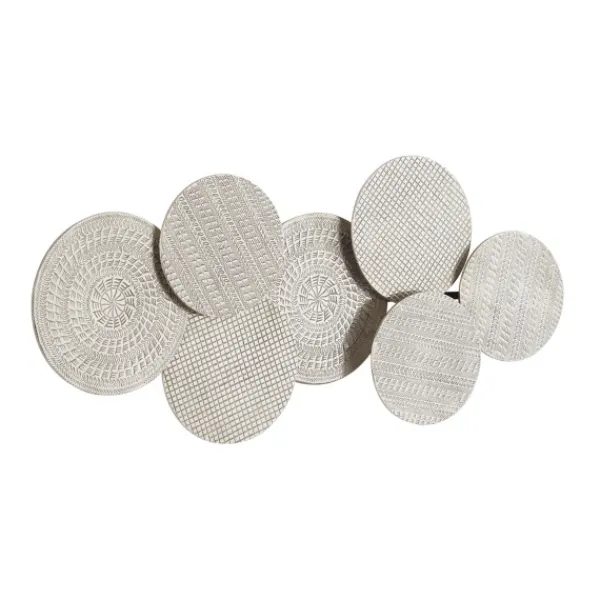 Wall Plaques-Kirkland's Home Silvery Rivers Layered Disks Wall Plaque Silver/White