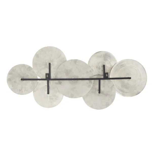 Wall Plaques-Kirkland's Home Silvery Rivers Layered Disks Wall Plaque Silver/White