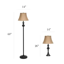 Table Lamps-Kirkland's Home Simple Bronze Metal 3-Pc. Floor And Table Lamp Set Brown