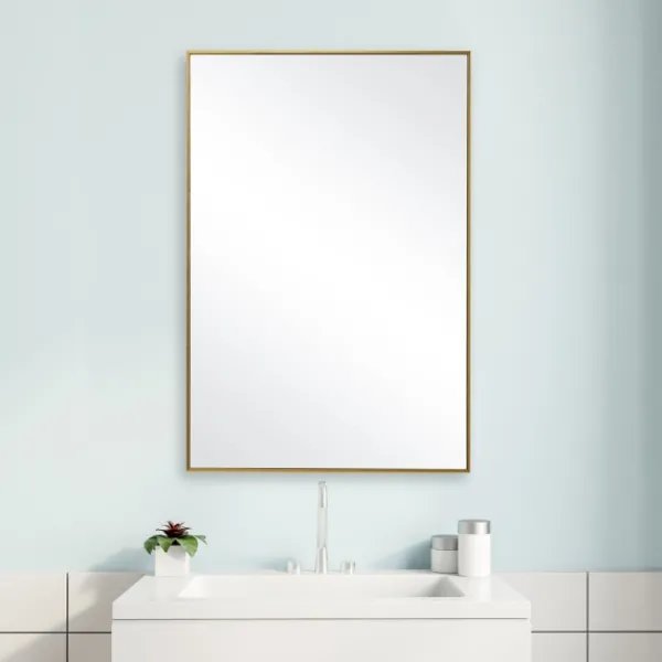 Framed Mirrors-Kirkland's Home Simple Frame Rectangle Wall Mirror Gold