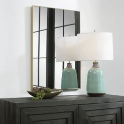 Framed Mirrors-Kirkland's Home Simple Frame Rectangle Wall Mirror Gold