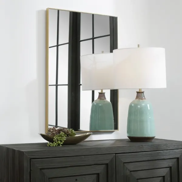 Framed Mirrors-Kirkland's Home Simple Frame Rectangle Wall Mirror Gold