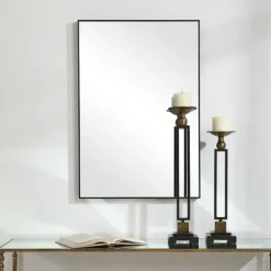 Framed Mirrors-Kirkland's Home Simple Frame Rectangle Wall Mirror Black