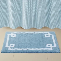 Bathroom Rugs-Kirkland's Home Simple Trim Cotton Tufted Bath Mat, 40 In. Blue