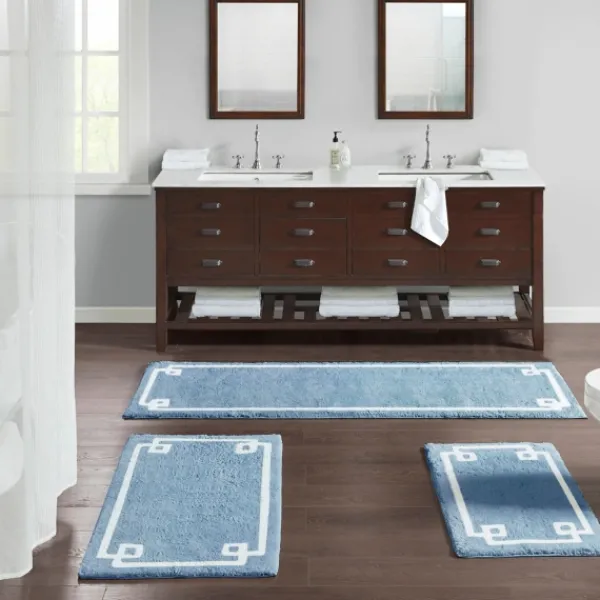 Bathroom Rugs-Kirkland's Home Simple Trim Cotton Tufted Bath Mat, 40 In. Blue